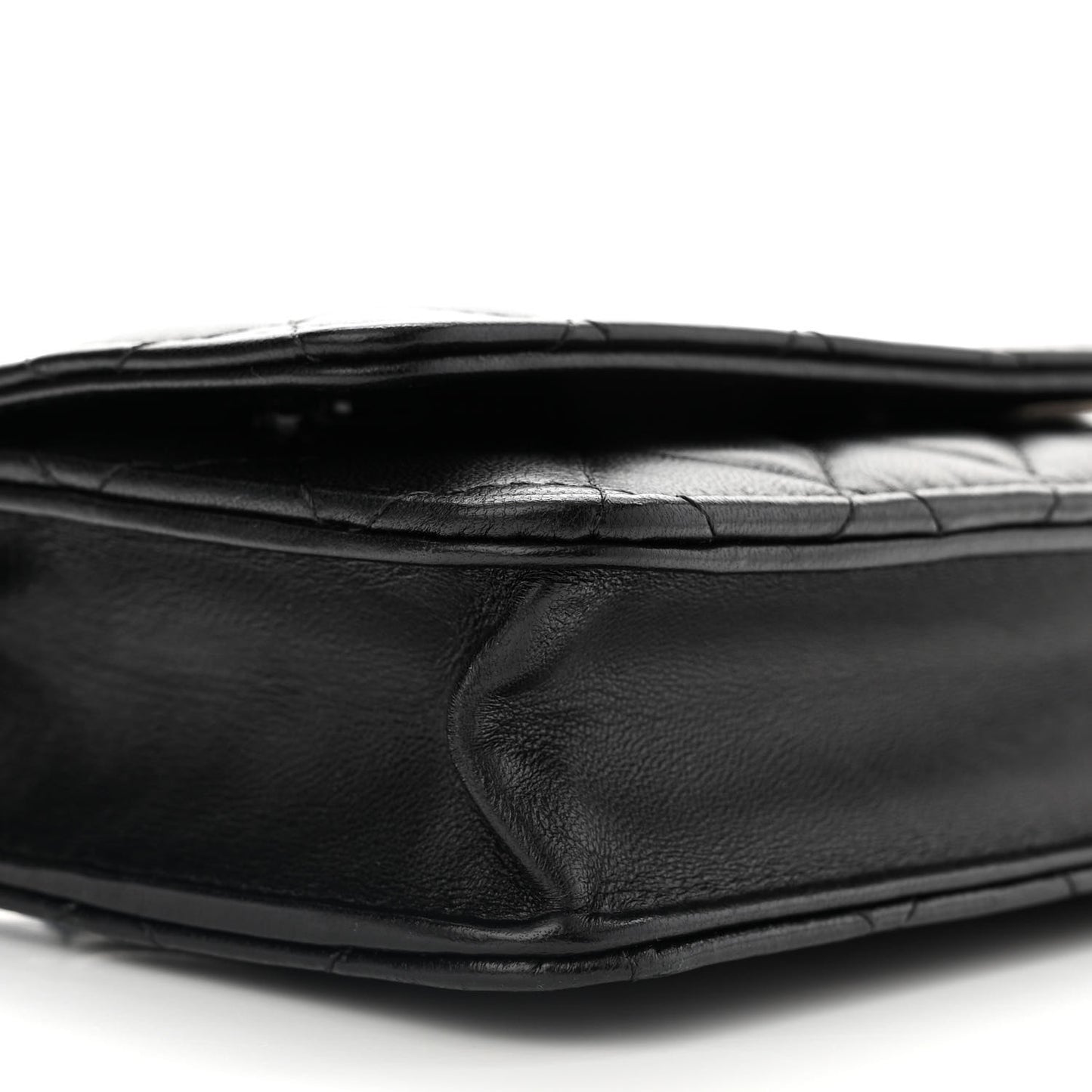 Lambskin Glitter Quilted Wallet On Chain WOC Black