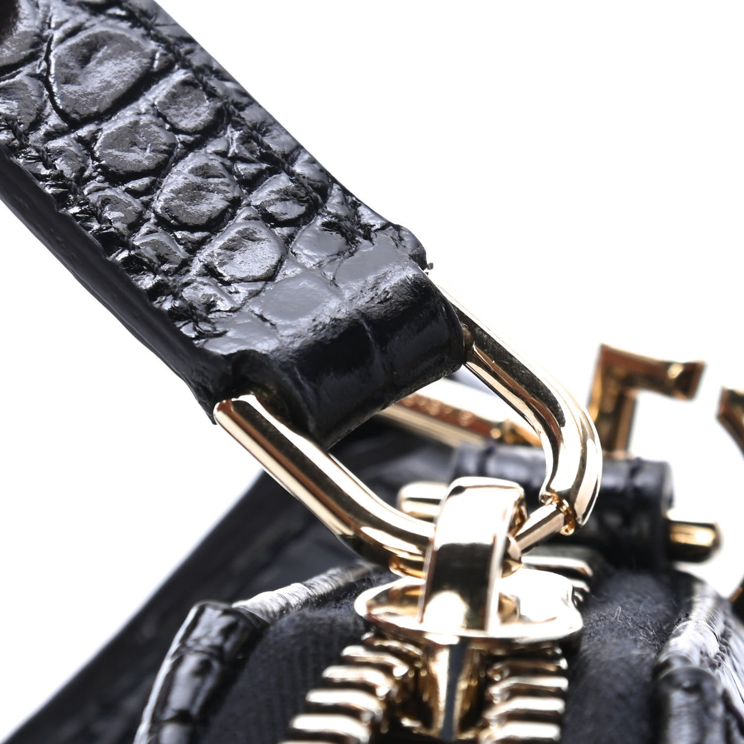 Calfskin Crocodile Embossed Nano Antigona Black