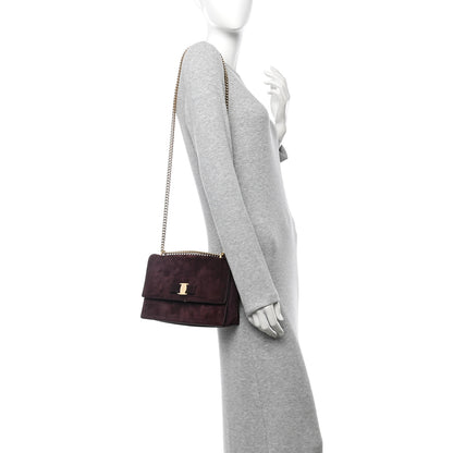 Salvatore Ferragamo Suede Calfskin Vera Bow Crossbody Bag Dark Bordeaux 2 of 11