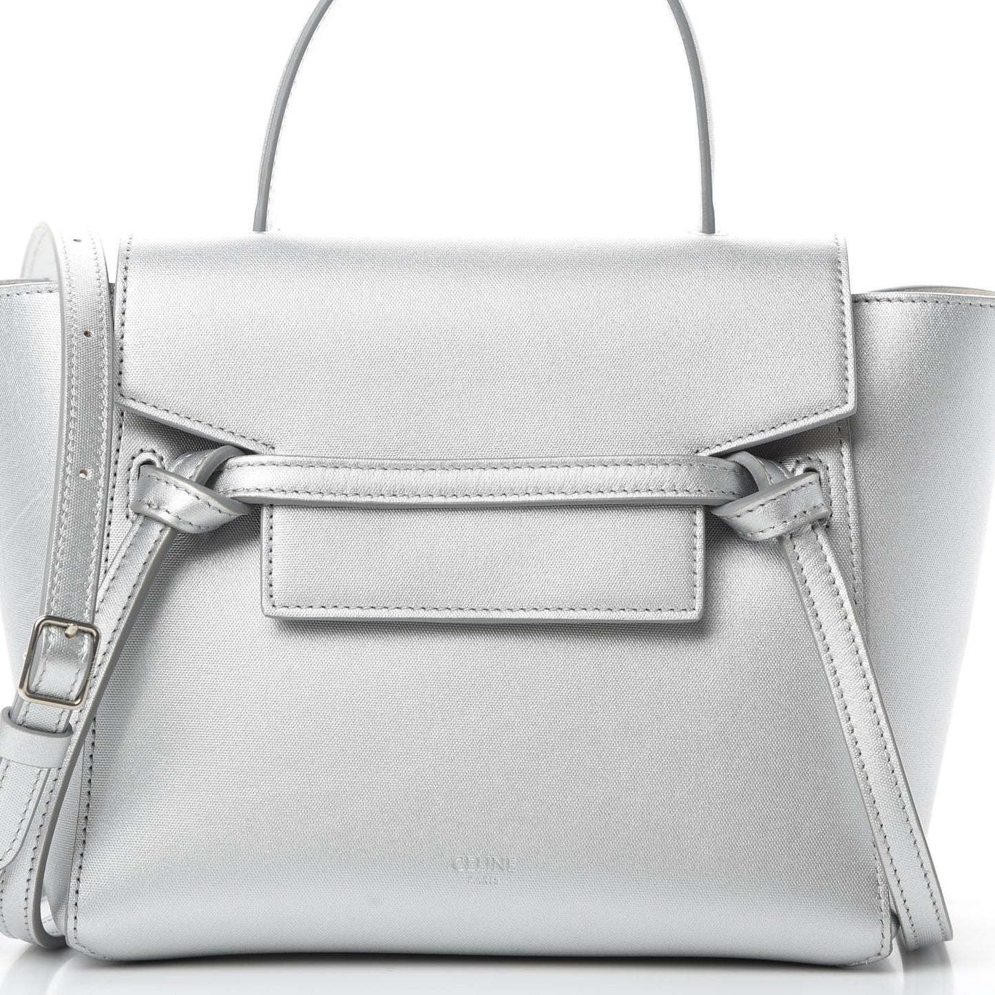 Laminated Calfskin Nano Belt Bag Silver