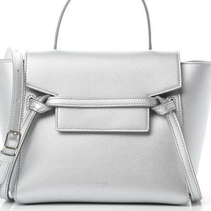 Celine Laminated Calfskin Nano Belt Bag Silver 10 of 12
