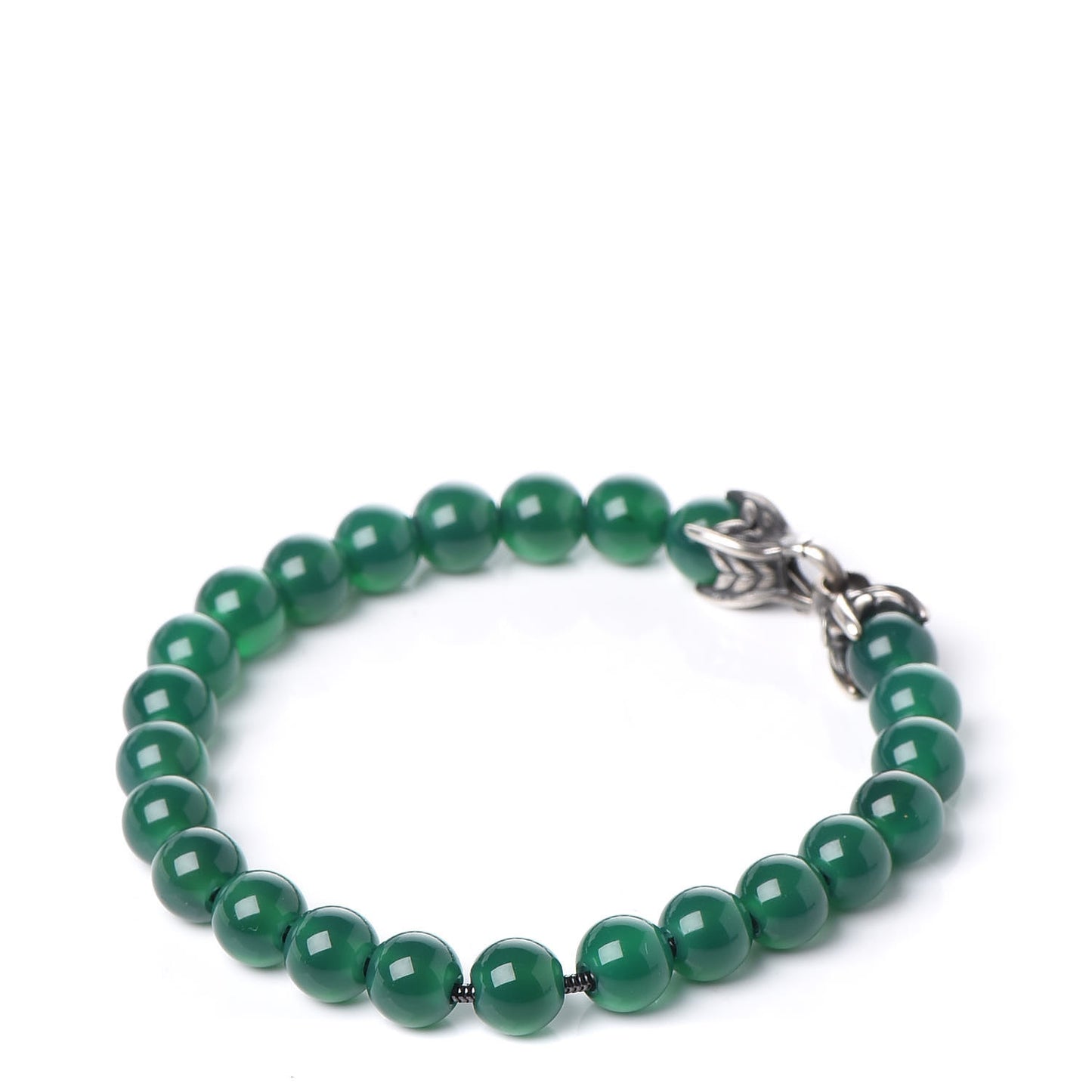 Sterling Silver Green Onyx 8mm Spiritual Beads Bracelet