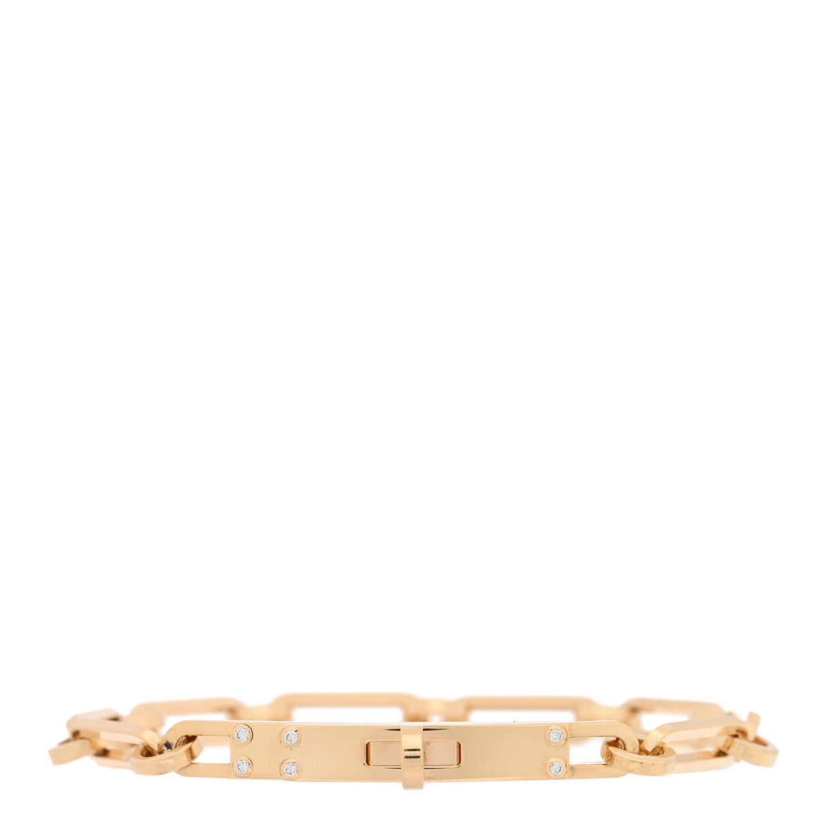 Hermes 18K Yellow Gold Diamond PM Kelly Chaine Bracelet XS 1 of 4