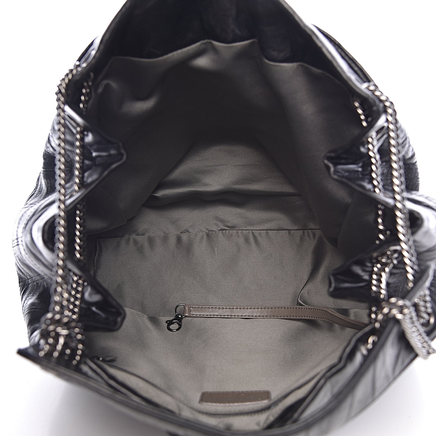 Lambskin Square Stitched Lax Accordion Shoulder Bag Black