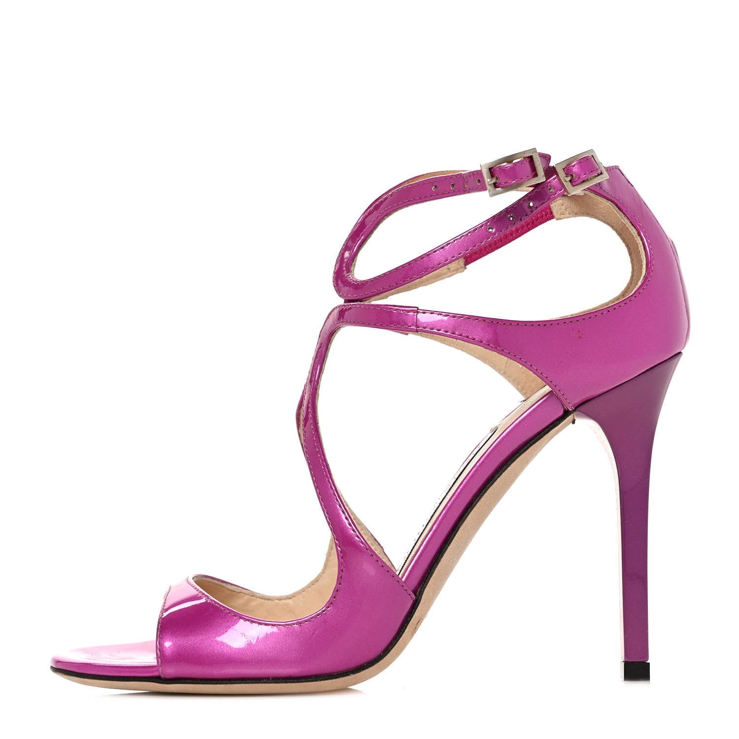 Jimmy Choo Patent Lang Sandals 35 Jazberry 1 of 8