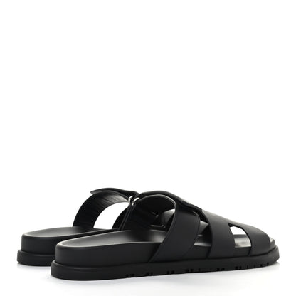 Hermes Calfskin Womens Chypre Sandals 40 Black 3 of 4