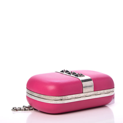 Alexander McQueen Nappa Studded Skull Box Chain Clutch Fuchsia 4 of 8