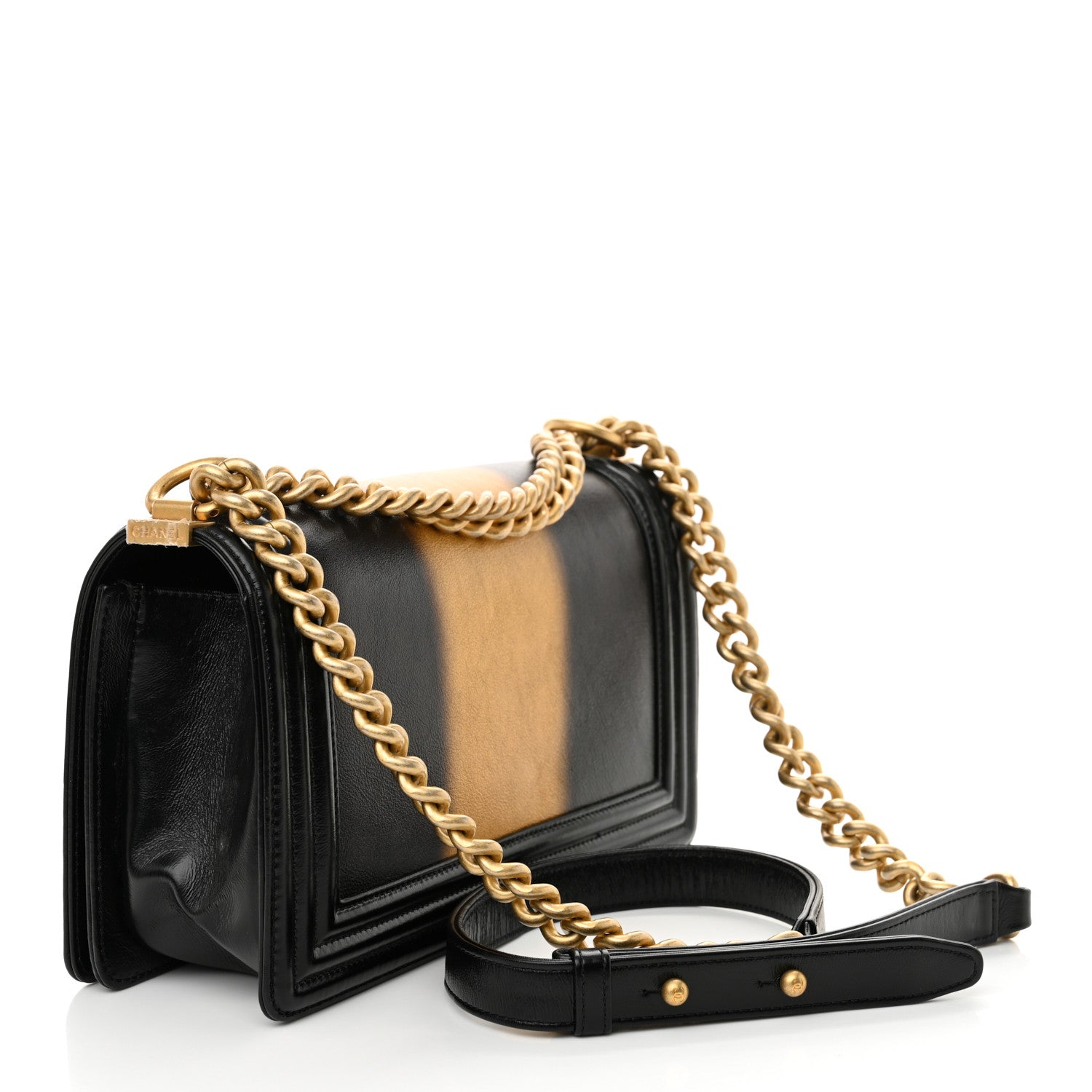 Chanel Metallic Glazed Calfskin Medium Boy Flap Black Gold 3 of 13