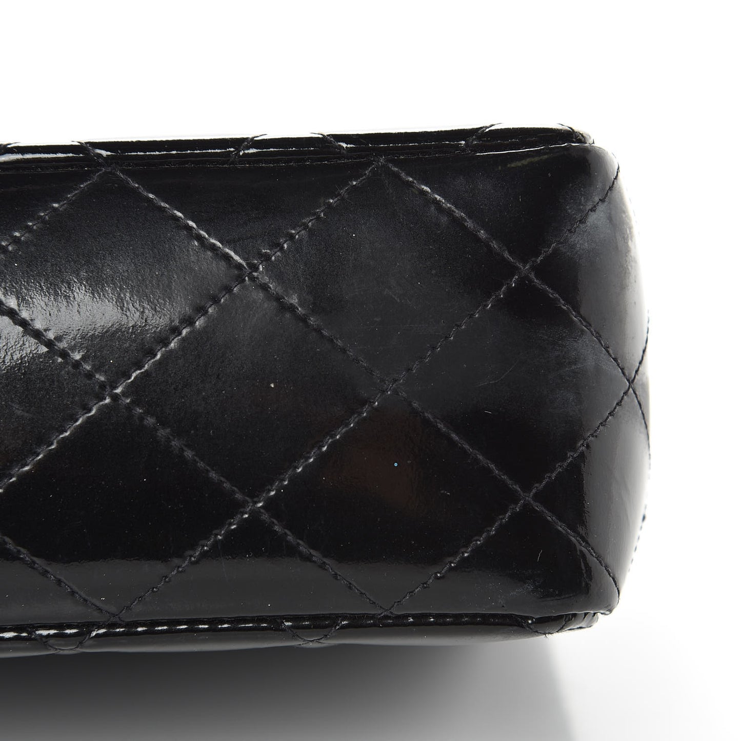 Patent Quilted Medium Double Flap Black