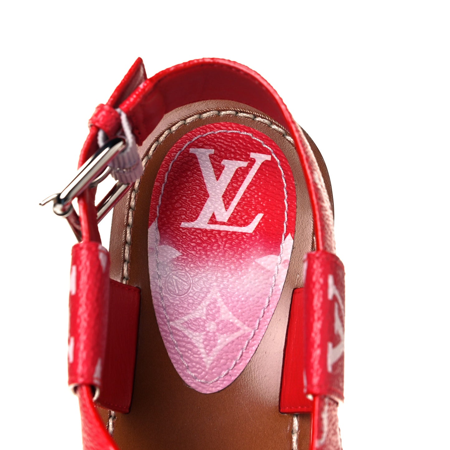 Monogram Escale Palma Flat Sandals 37.5 Rouge