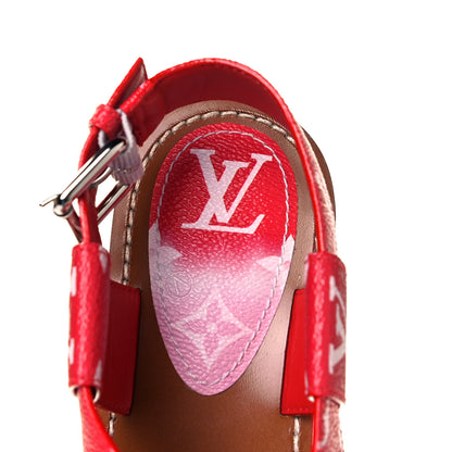Louis Vuitton Monogram Escale Palma Flat Sandals 37.5 Rouge 5 of 7