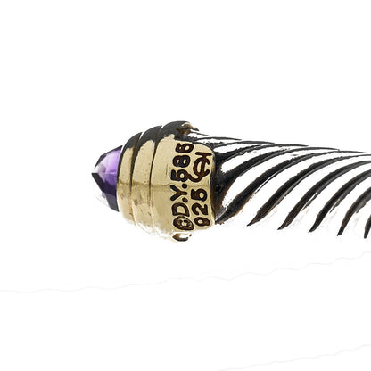 David Yurman Sterling Silver 14K Yellow Gold Amethyst 5mm Cable Classics Petite Color Bracelet 3 of 3