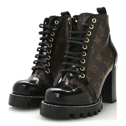 Louis Vuitton Patent Calfskin Monogram Star Trail Ankle Boots 36.5 Black 4 of 8