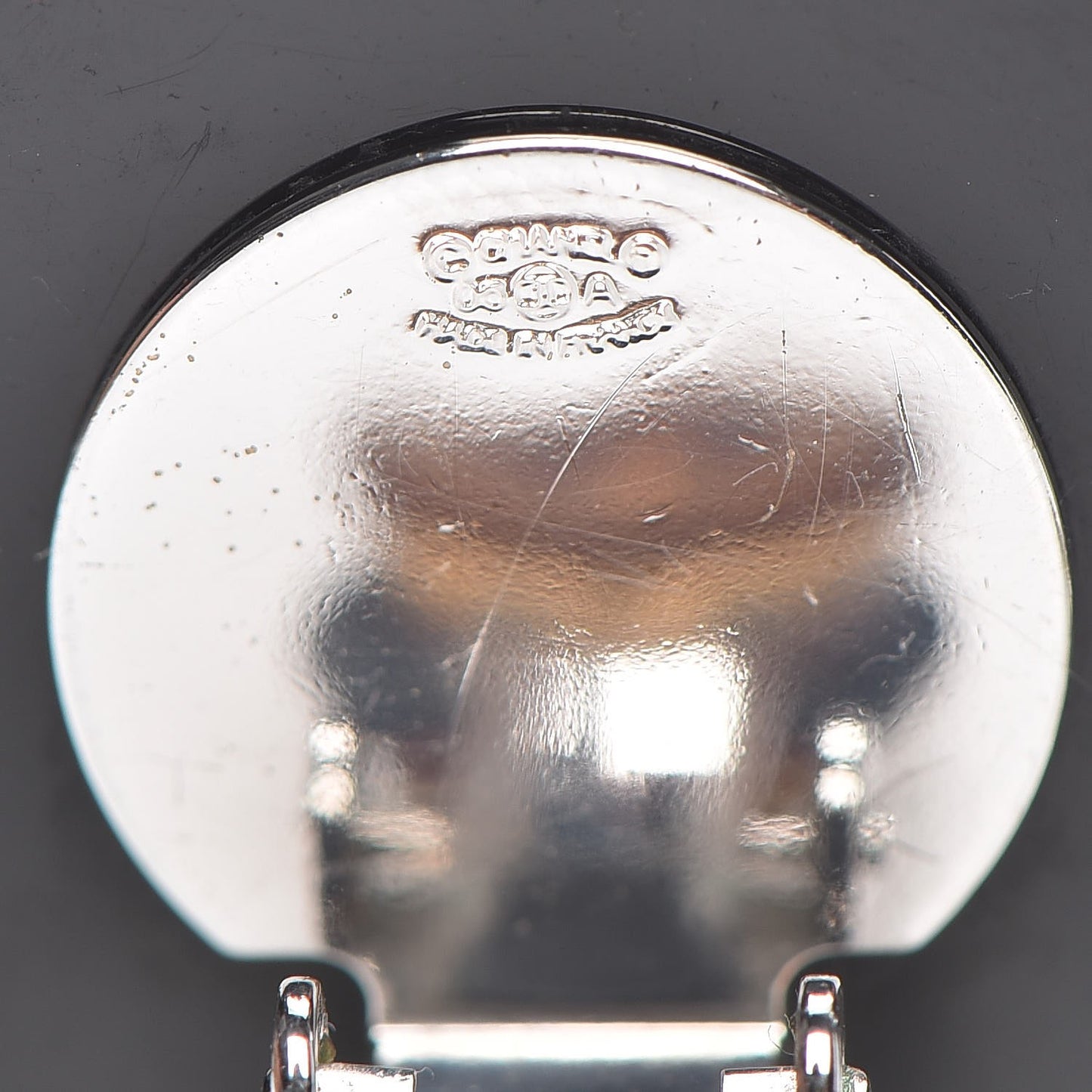 Resin Camellia CC Clip On Earrings Black