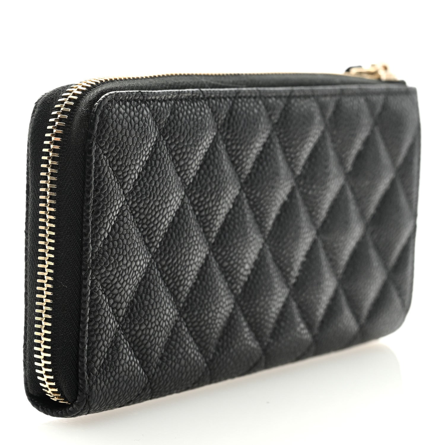 Chanel Caviar Quilted Zip Around Clutch Wallet Black 3 of 8