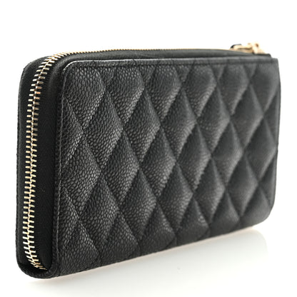 Chanel Caviar Quilted Zip Around Clutch Wallet Black 3 of 8