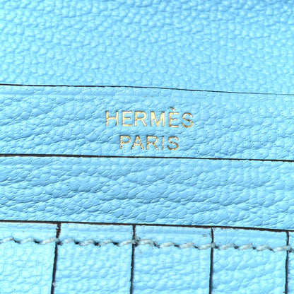 Hermes Chevre Mysore Bearn Compact Wallet Celeste 7 of 11