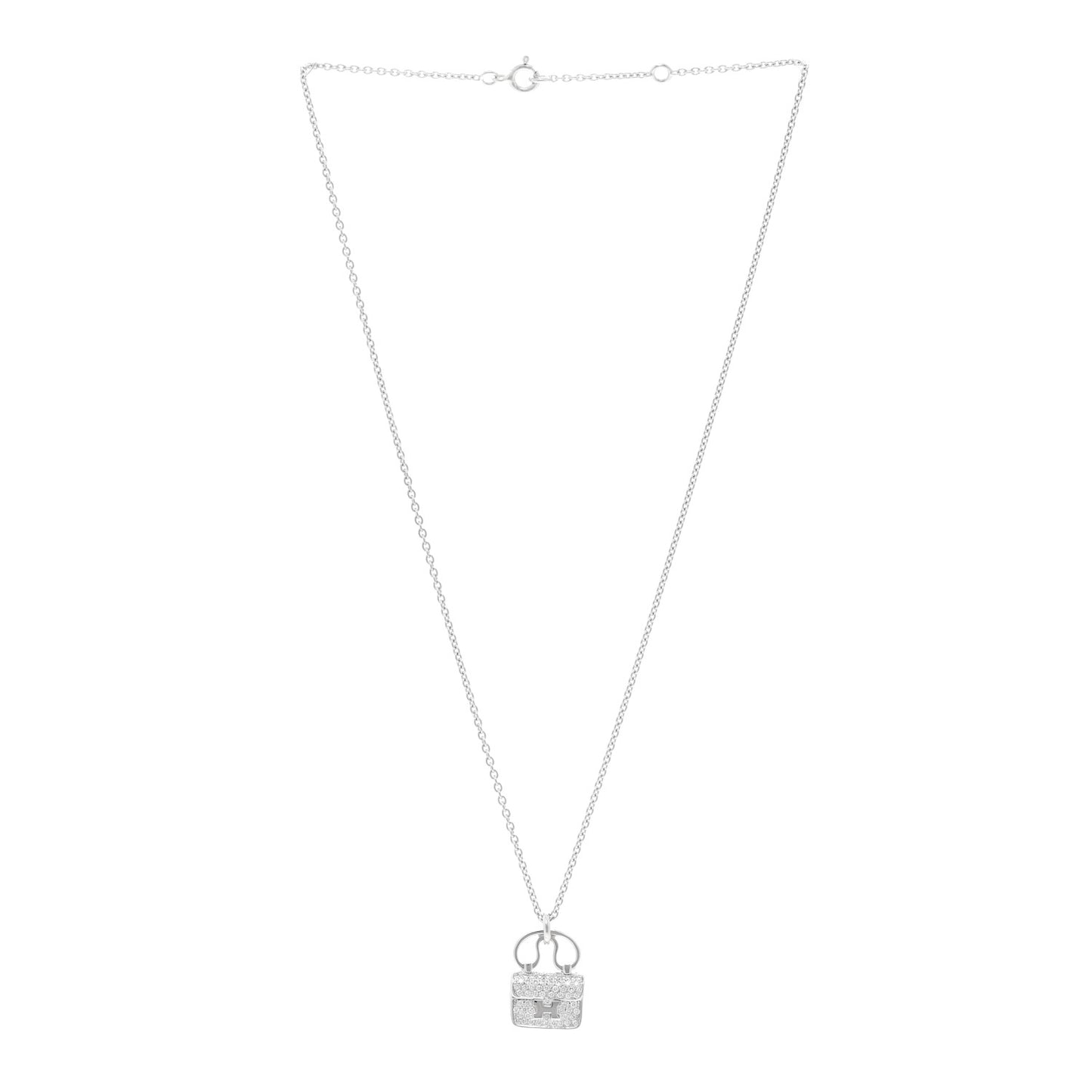 18K White Gold Diamond Constance Amulette Pendant Necklace