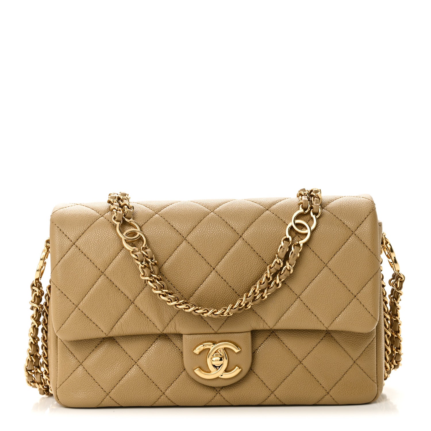 Chanel Caviar Quilted Small CC You Flap Dark Beige 1 of 10