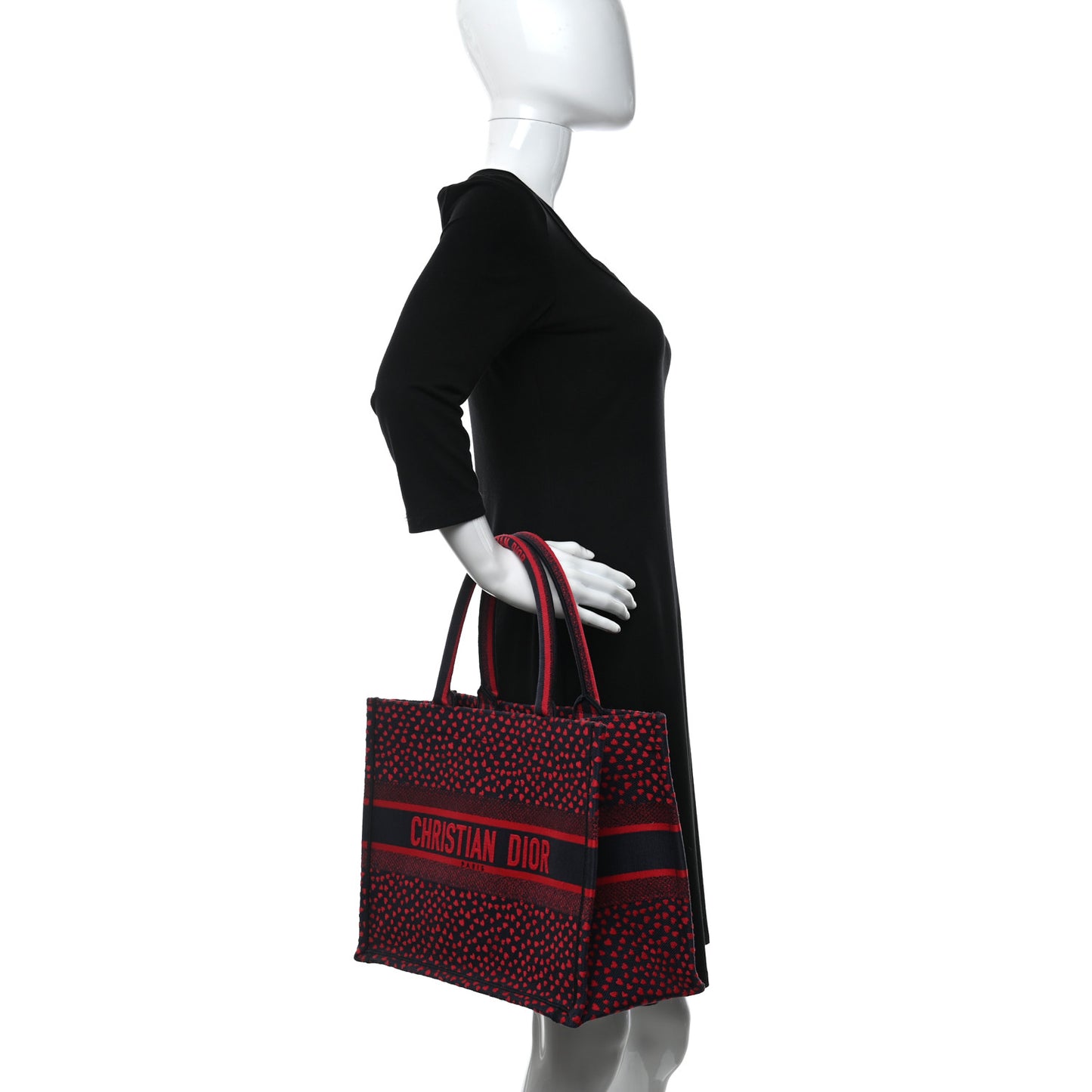 Canvas Embroidered Pop Heart I Love Paris Medium Book Tote Red Multicolor