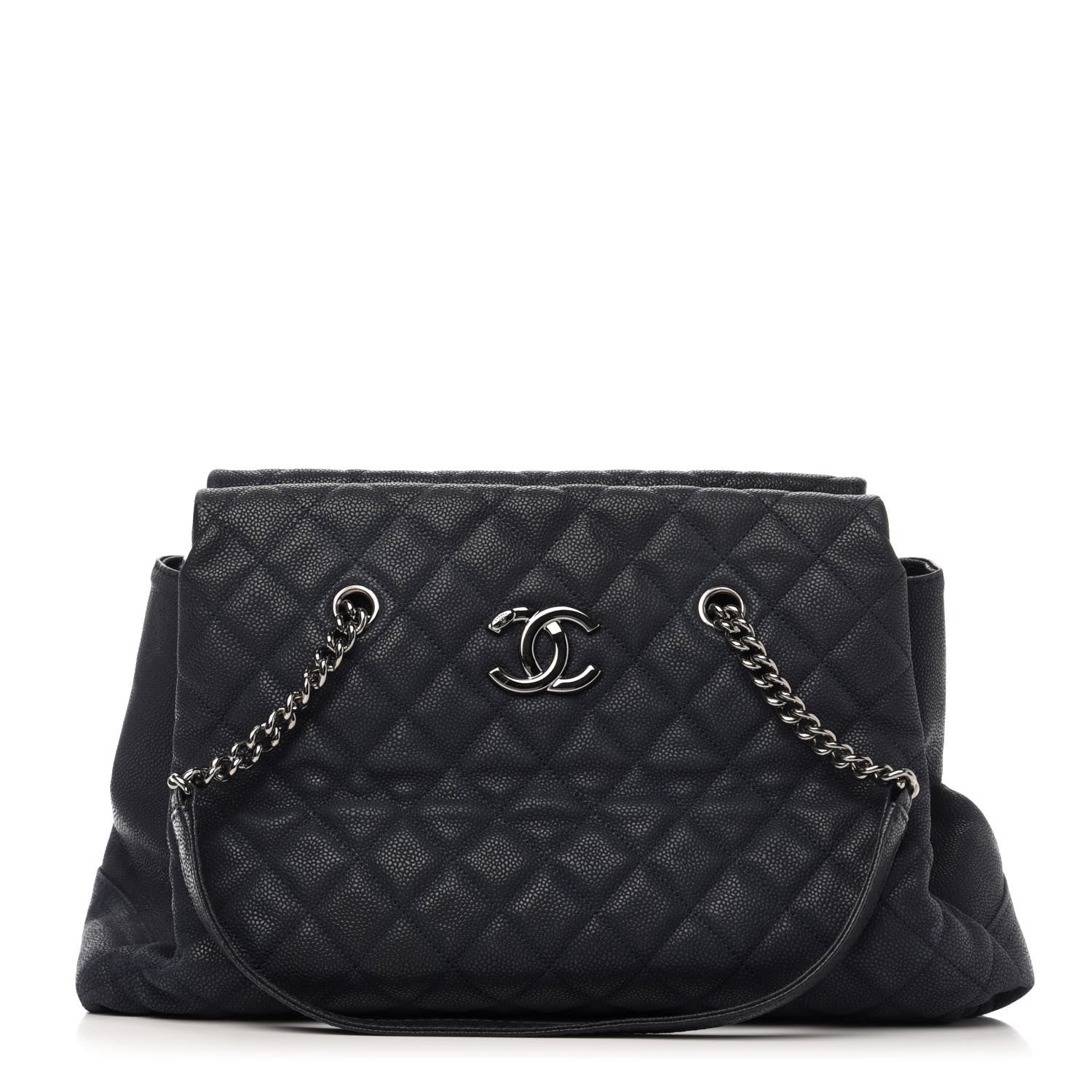Chanel Iridescent Caviar Quilted Lady Pearly Tote Navy 1 of 10