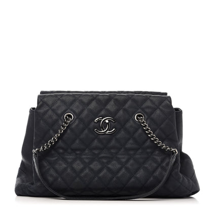 Chanel Iridescent Caviar Quilted Lady Pearly Tote Navy 1 of 10