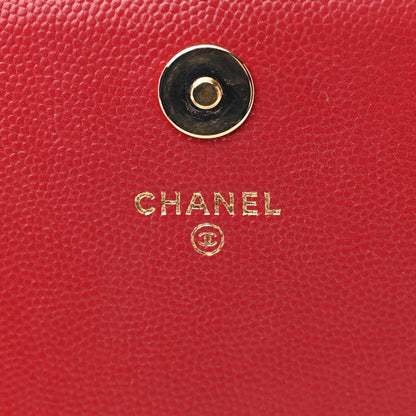 Chanel Caviar Quilted Square Wallet On Chain WOC Dark Red 6 of 17