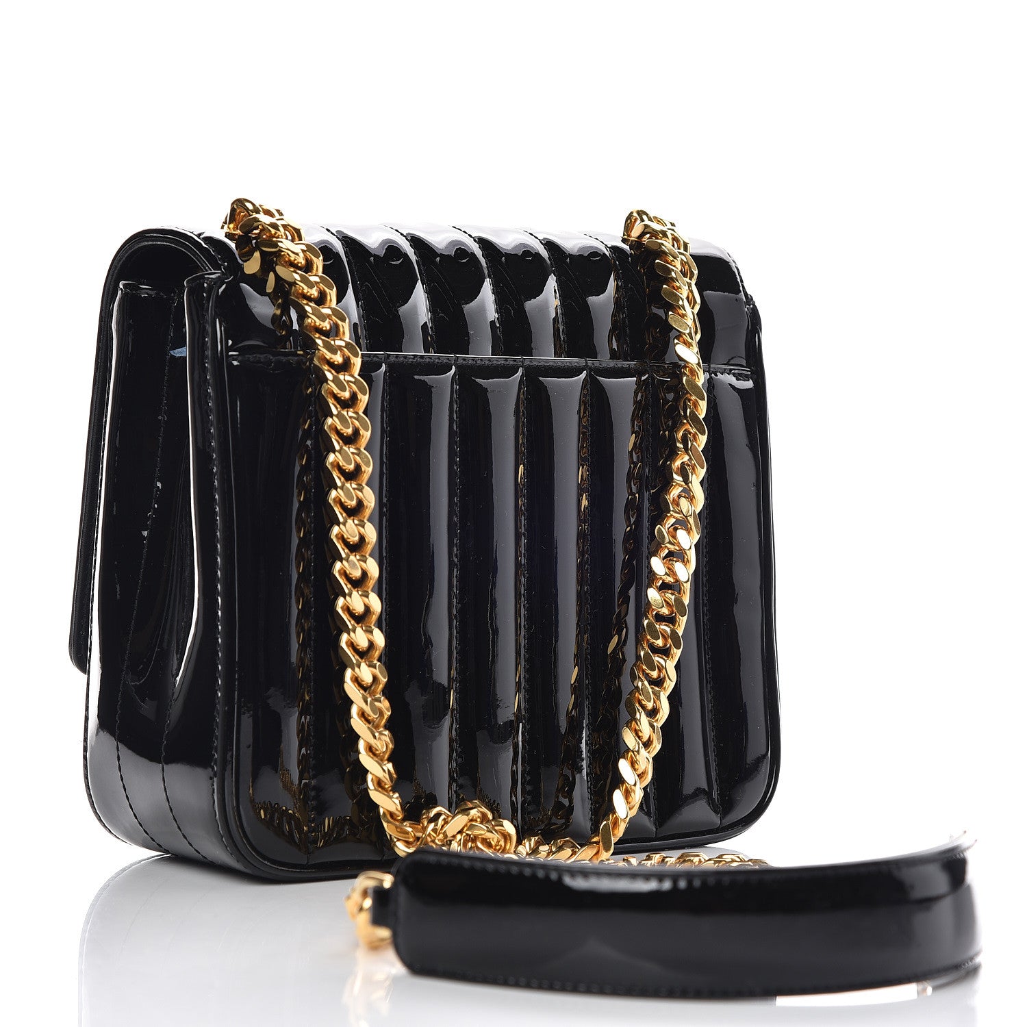 Saint Laurent Patent Calfskin Matelasse Monogram Medium Vicky Chain Bag Black 3 of 10