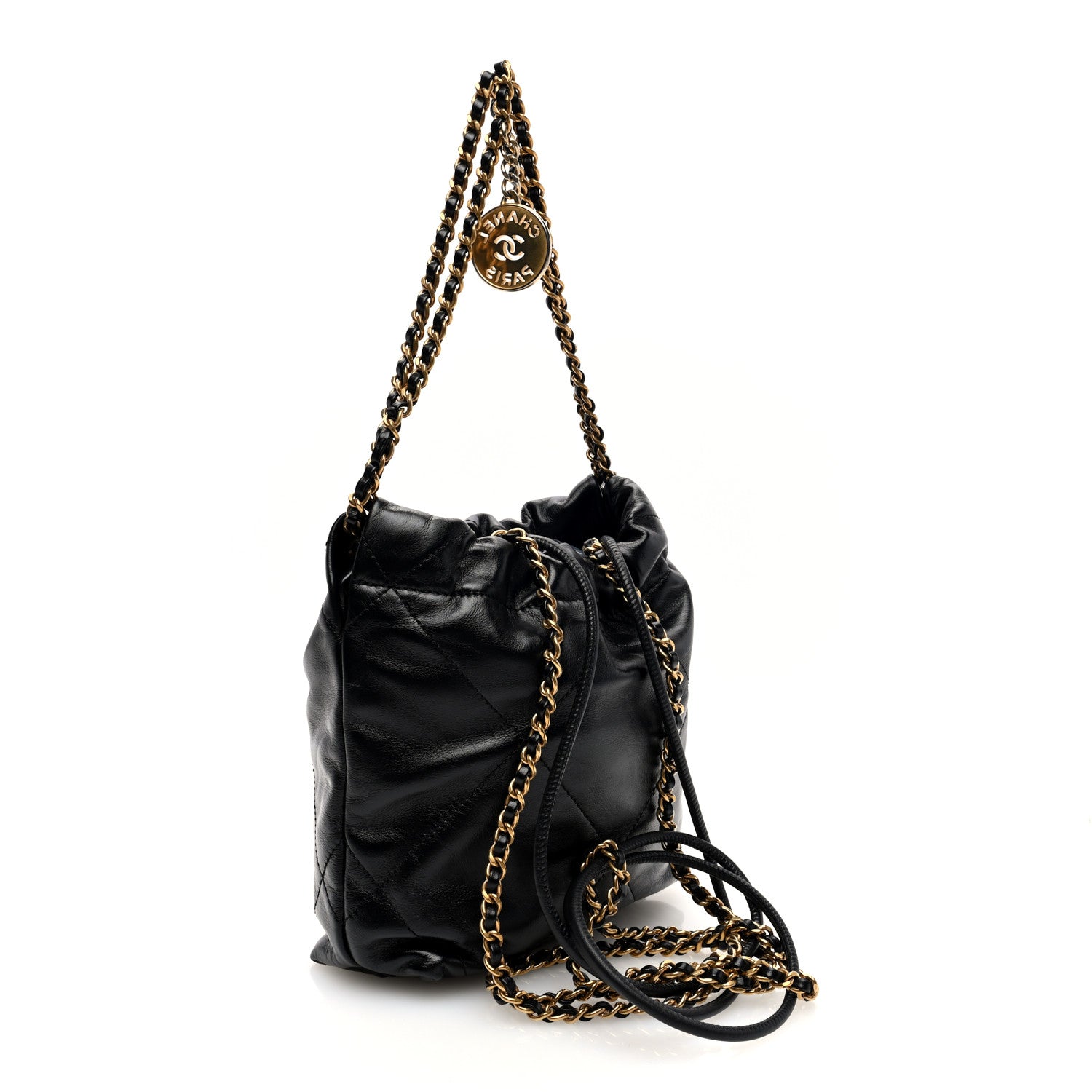 Chanel Shiny Calfskin Quilted Mini Chanel 22 Black 3 of 10
