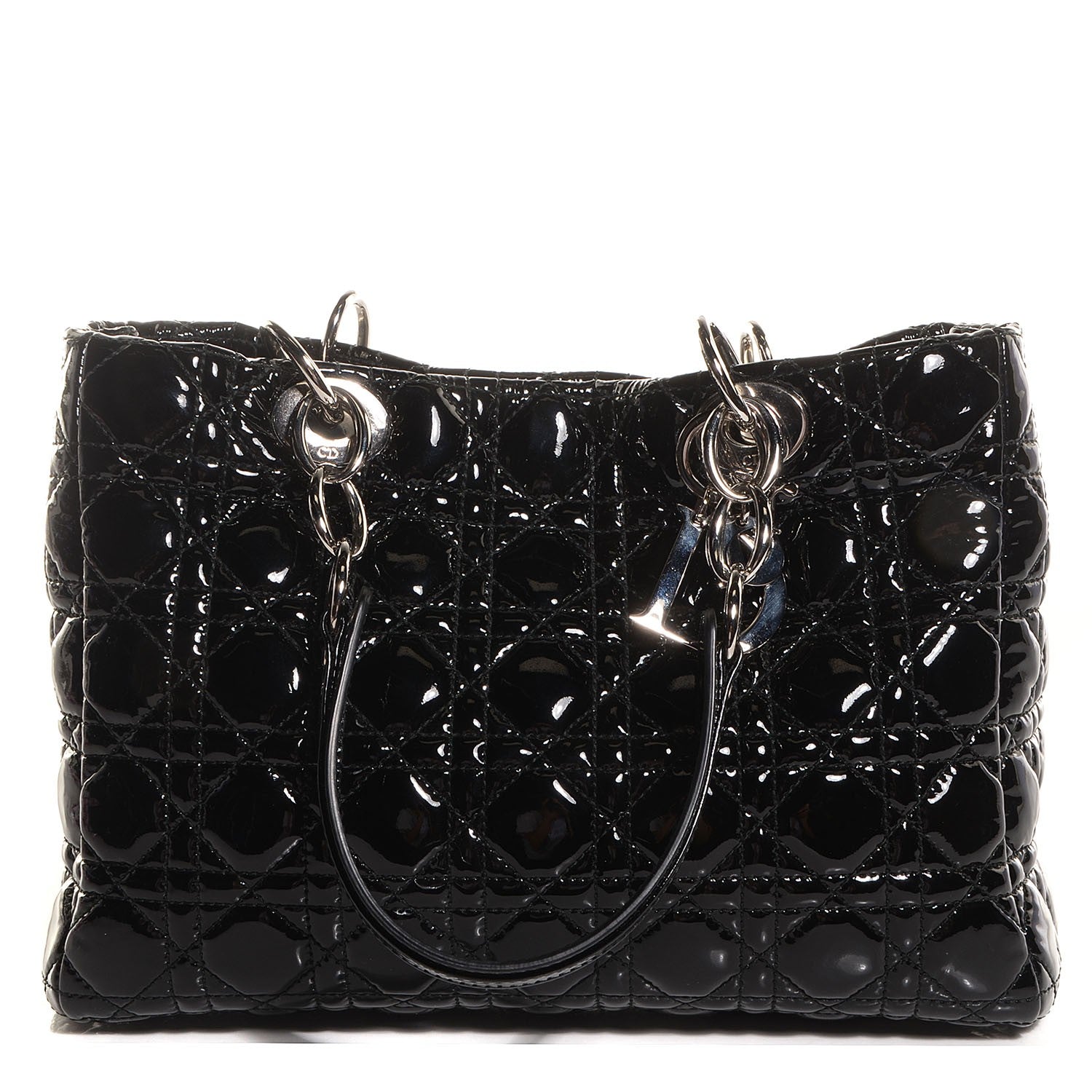 Christian Dior Patent Cannage Dior Soft Shopping Tote Black 1 of 8