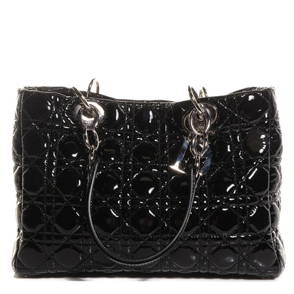 Christian Dior Patent Cannage Dior Soft Shopping Tote Black 1 of 8