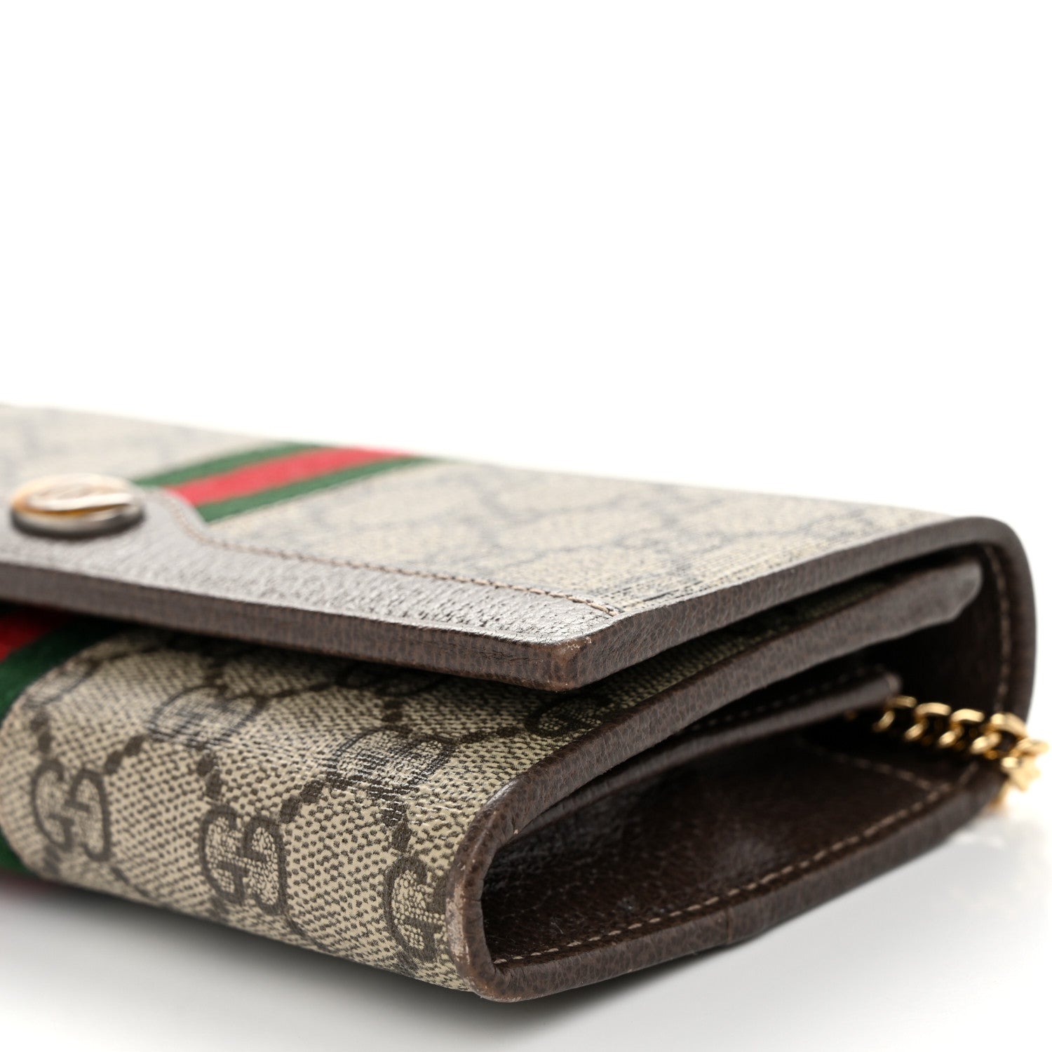 Gucci GG Supreme Monogram Web Ophidia Wallet On Chain Brown 10 of 11