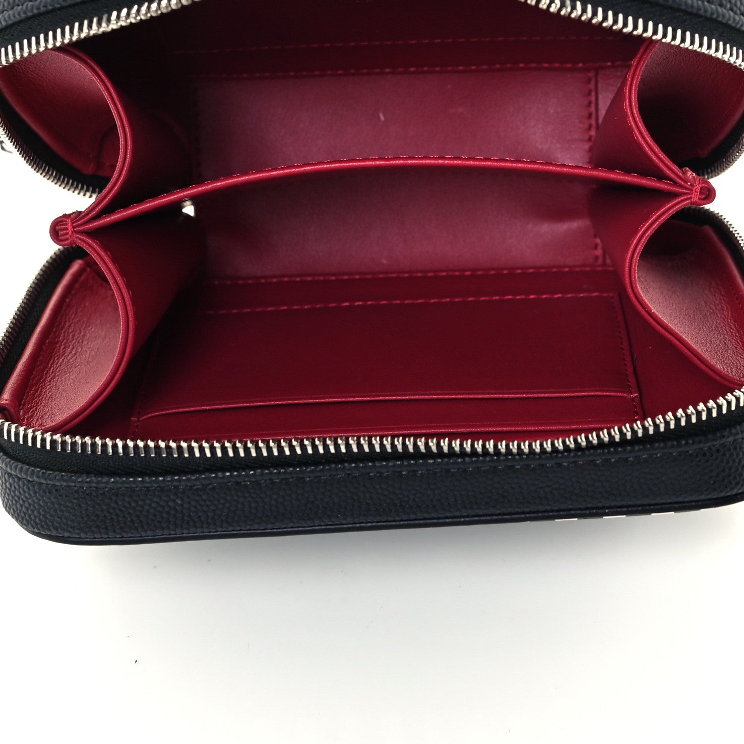 Chanel Caviar Quilted Striped Filigree Vanity Clutch With Chain Black White 5 of 10