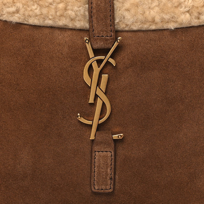 Saint Laurent Suede Calfskin Shearling Le 5 A 7 Hobo Dark Cigar Natural Beige 8 of 11