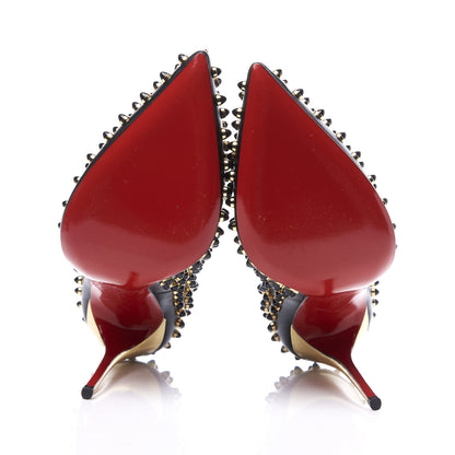 Christian Louboutin Kid Specchio Follies Cabo 120 Pumps 38 Black Gold 6 of 10