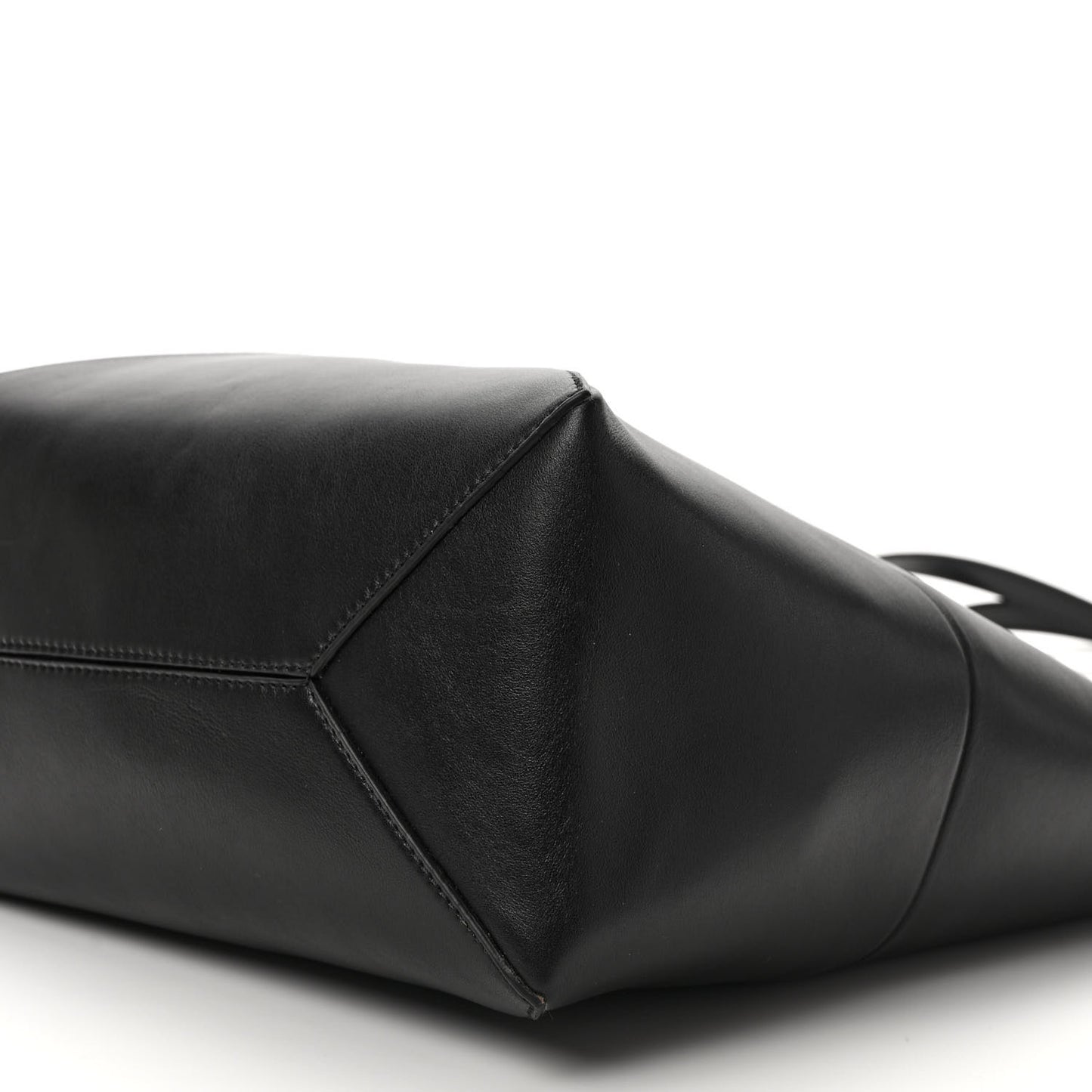Shiny Calfskin Medium Puzzle Fold Tote Black
