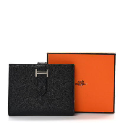 Hermes Chevre Mysore Bearn Compact Wallet Black 7 of 7