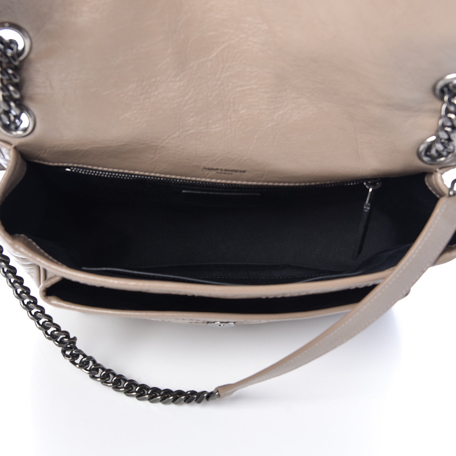 Saint Laurent Crinkled Calfskin Matelasse Monogram Medium Niki Chain Satchel Light Taupe 5 of 10