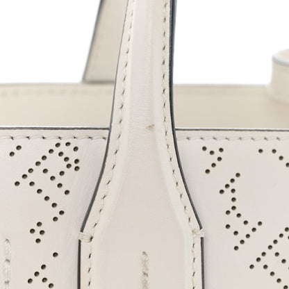 Burberry Calfskin Perforated Small Banner Tote Chalk White 13 of 13