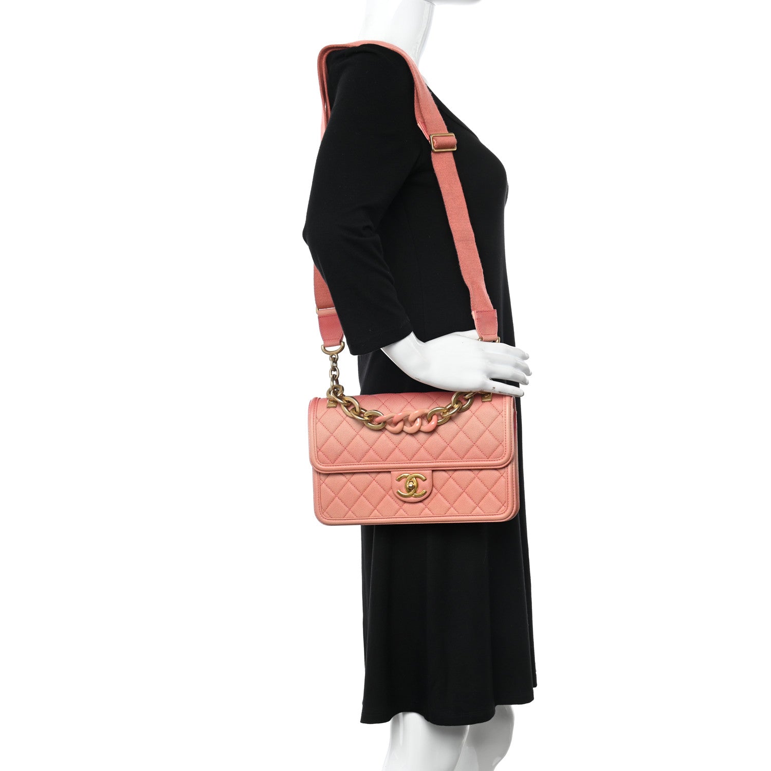 Chanel Caviar Quilted Medium Sunset On The Sea Flap Coral 2 of 10