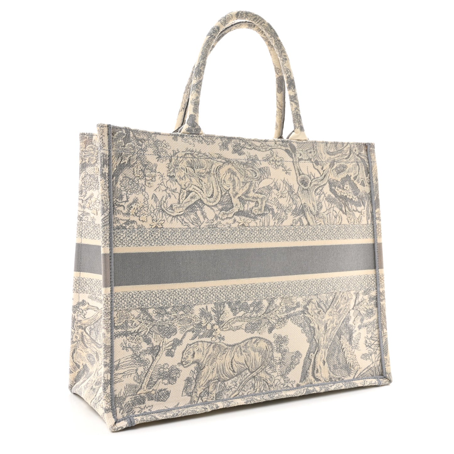 Canvas Embroidered Large Dioriviera Toile De Jouy Book Tote Gray