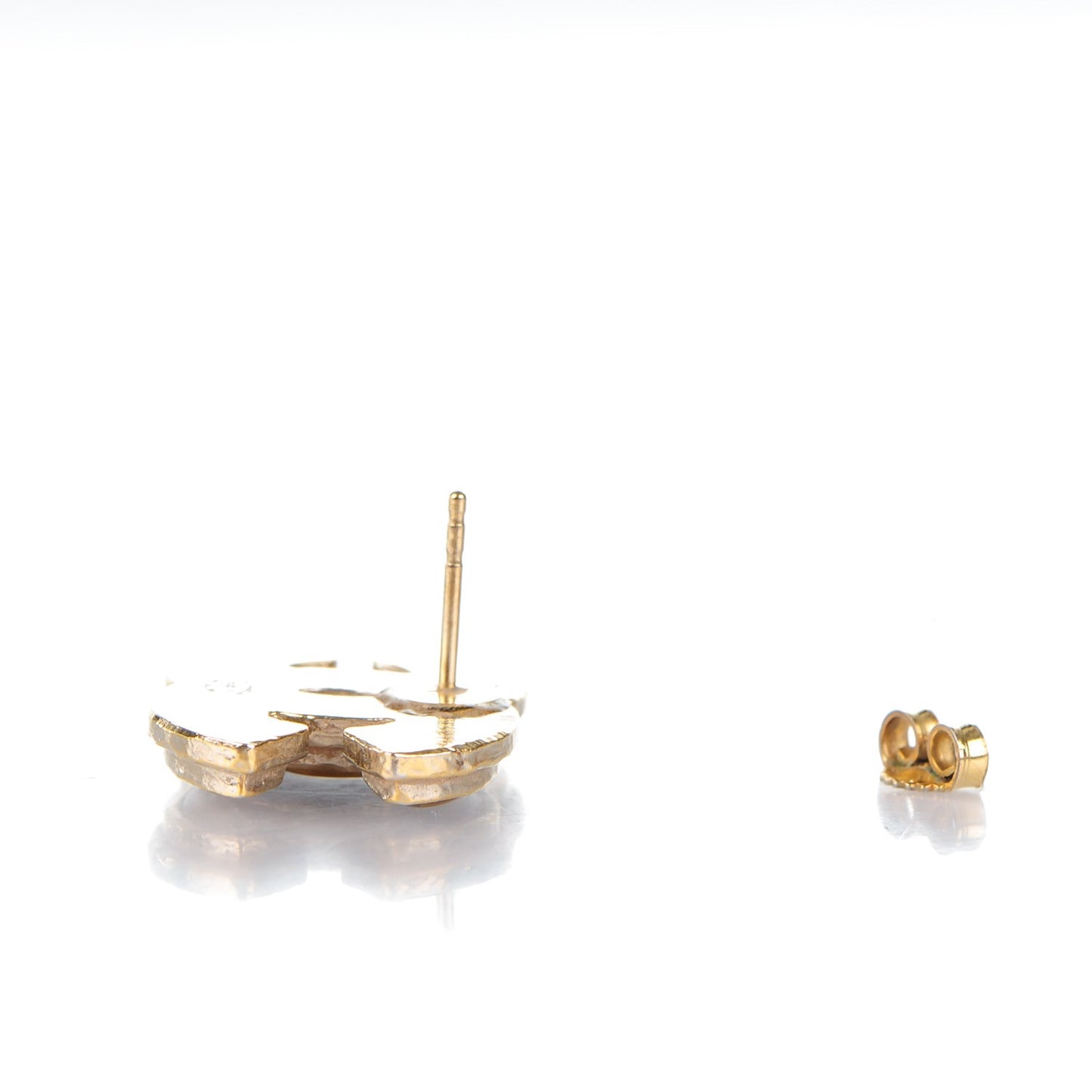 Enamel CC Earrings Gold Light Gold