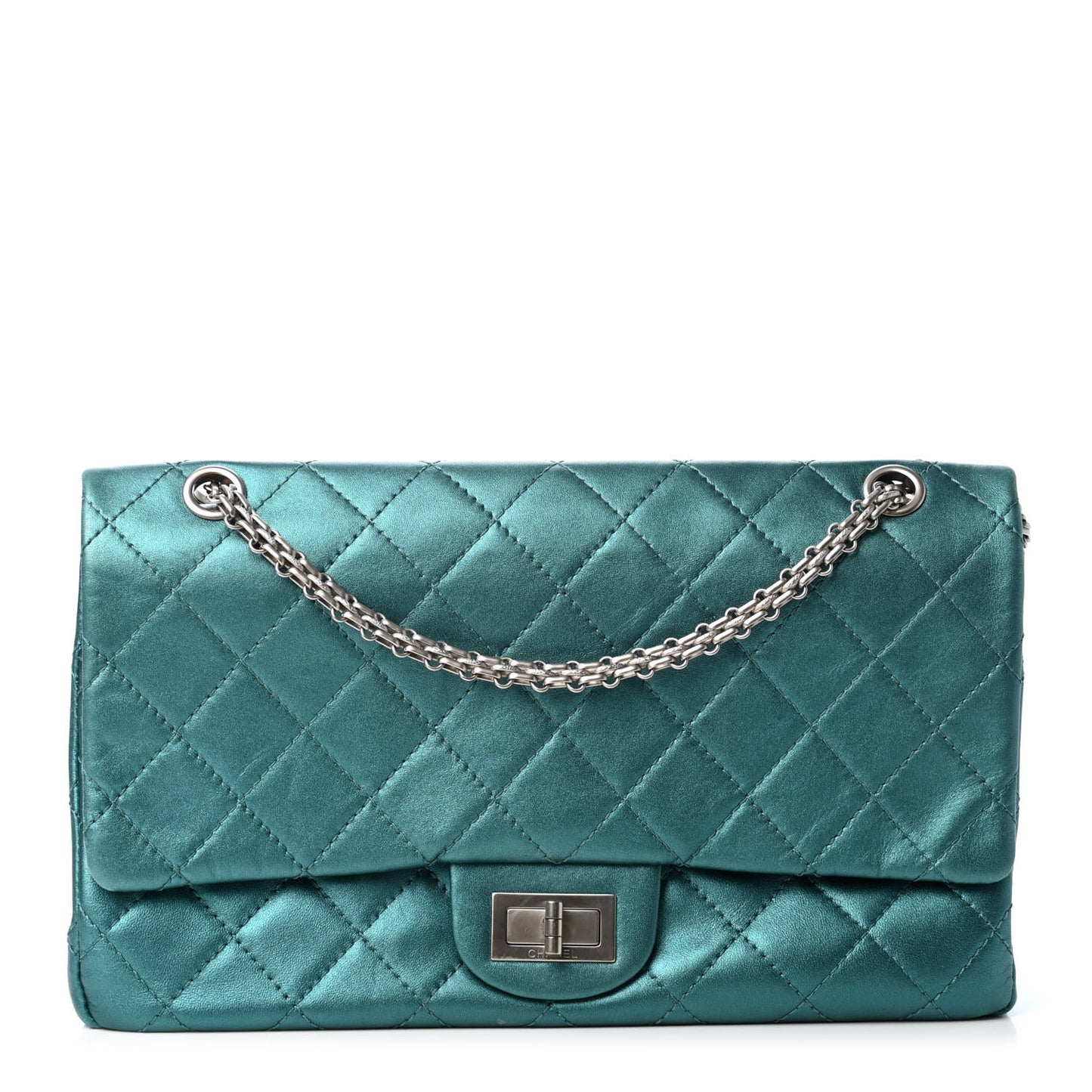 Metallic Calfskin Quilted 2.55 Reissue 227 Flap Turquoise