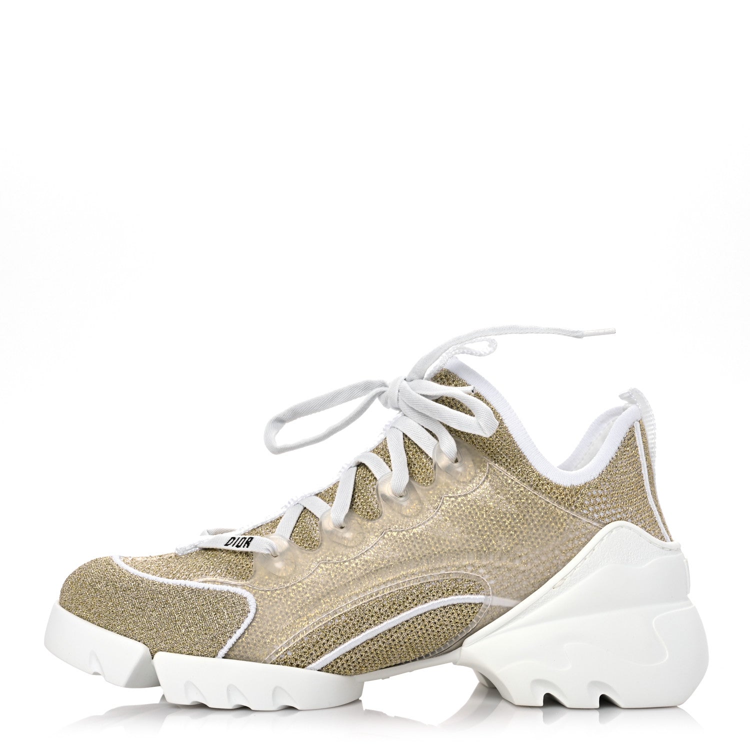 Christian Dior Laminated Knit D-Connect Sneakers 38.5 Gold 1 of 12