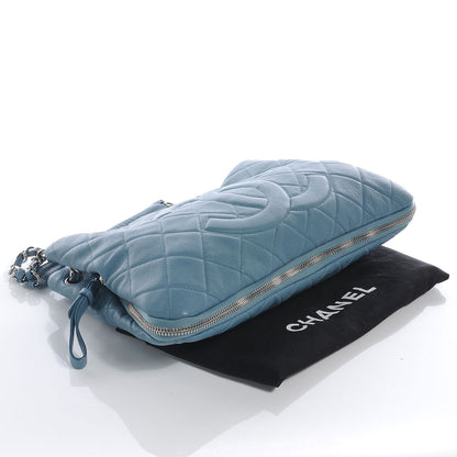 Chanel Caviar Expandable Zip Shoulder Bag Blue 4 of 7