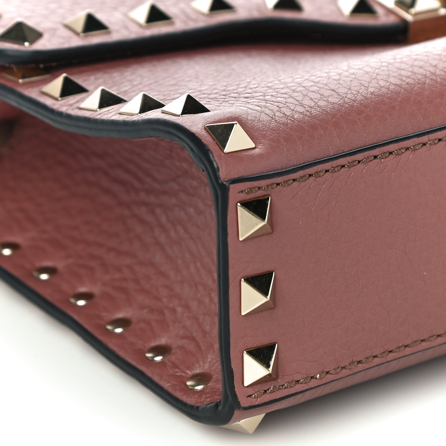 Valentino Garavani Pebbled Calfskin Medium Rockstud Flip Lock Crossbody Bag Dark Nude 7 of 11