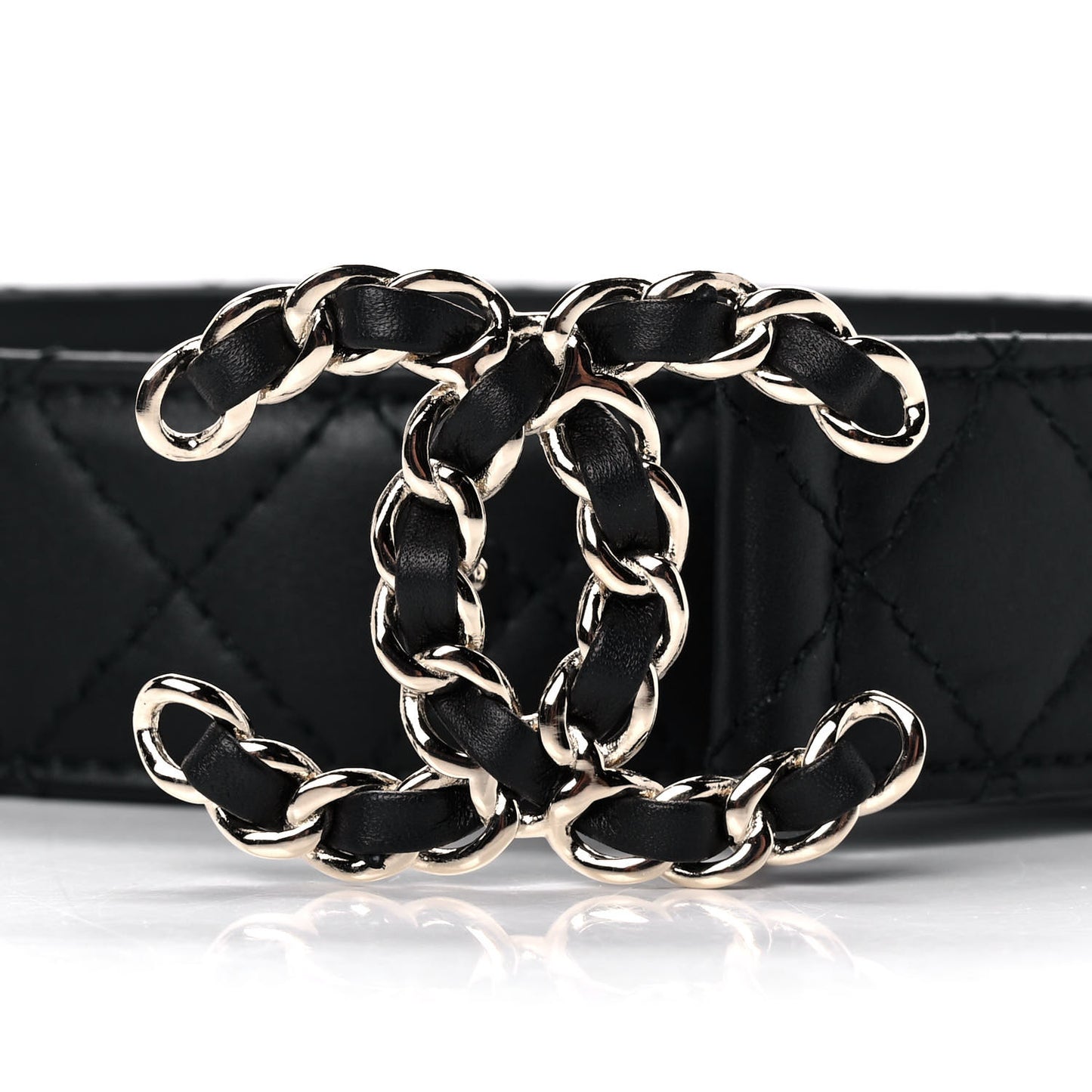 Lambskin Quilted CC Chain Belt 90 36 Black
