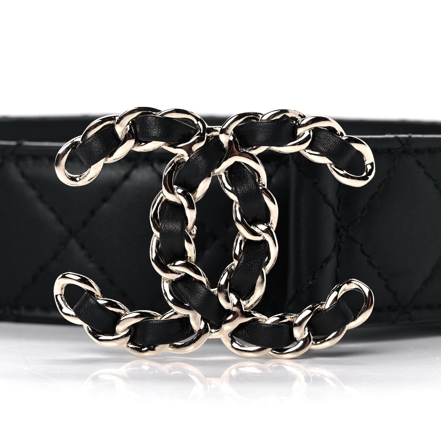 Chanel Lambskin Quilted CC Chain Belt 90 36 Black 3 of 10