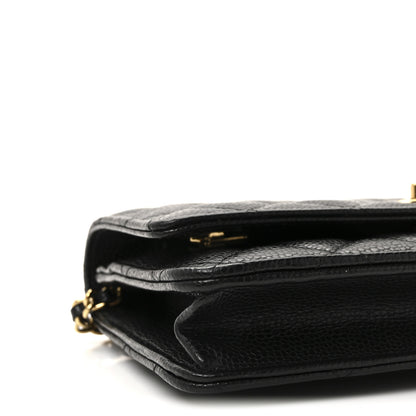 Chanel Caviar Quilted CC Turnlock Wallet On Chain WOC Black 10 of 11