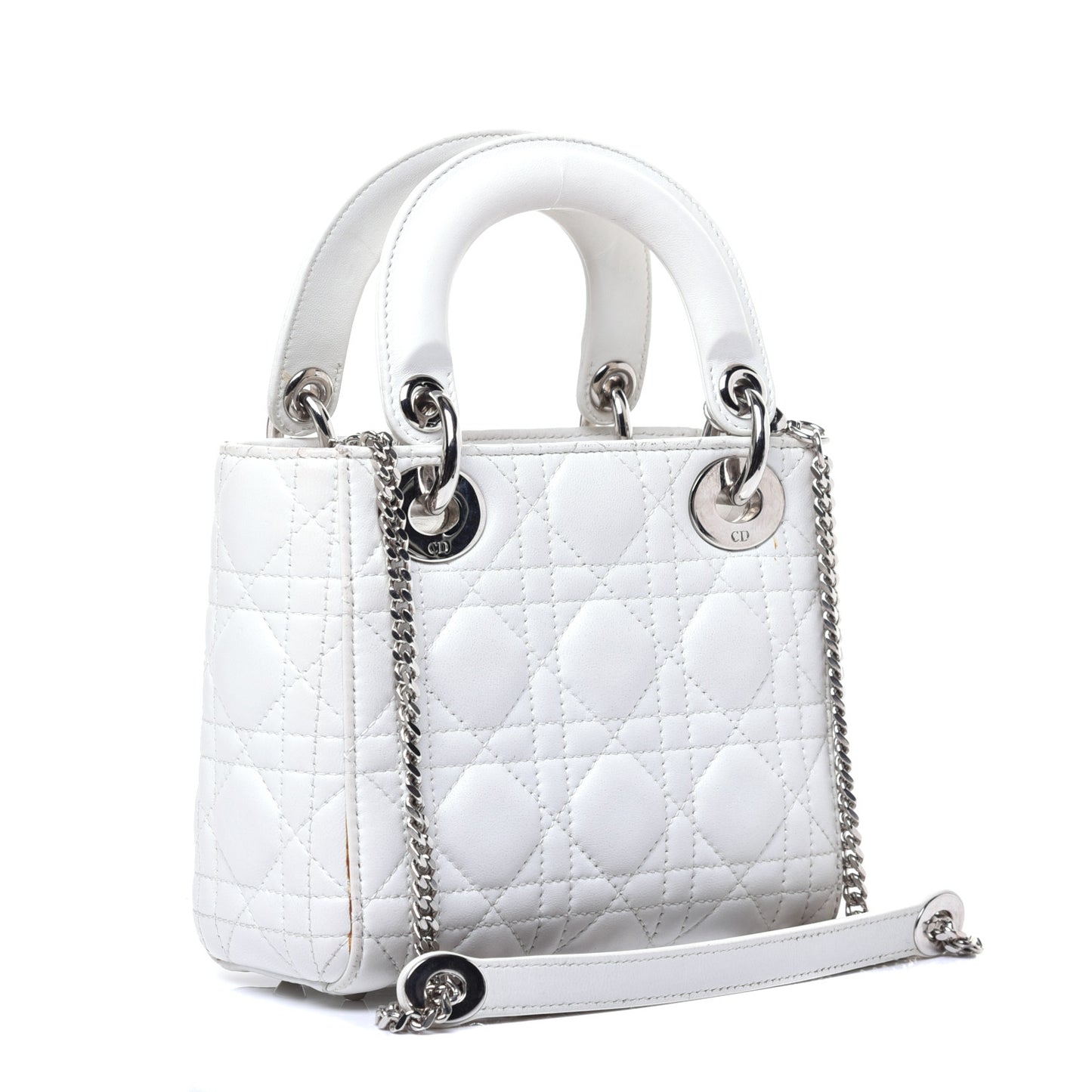 Lambskin Cannage Mini Lady Dior White